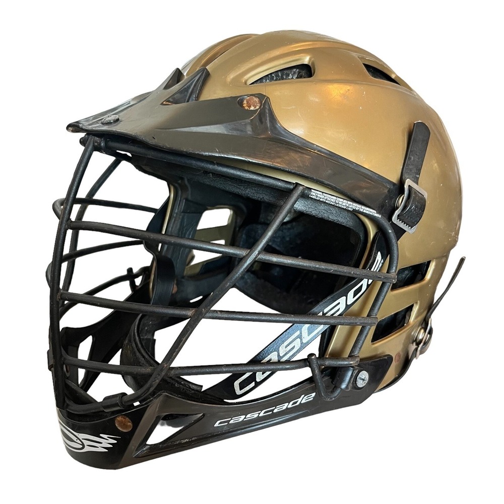 Cascade CPV Lacrosse Helmet Medium/Large Vegas Gold Metal Facemask NOCSAE Safety